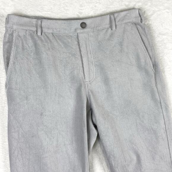 Redvanly Mens M Preppy Collins Pull On Corduroy Pants Gray Golf Business Casual - Picture 3 of 11